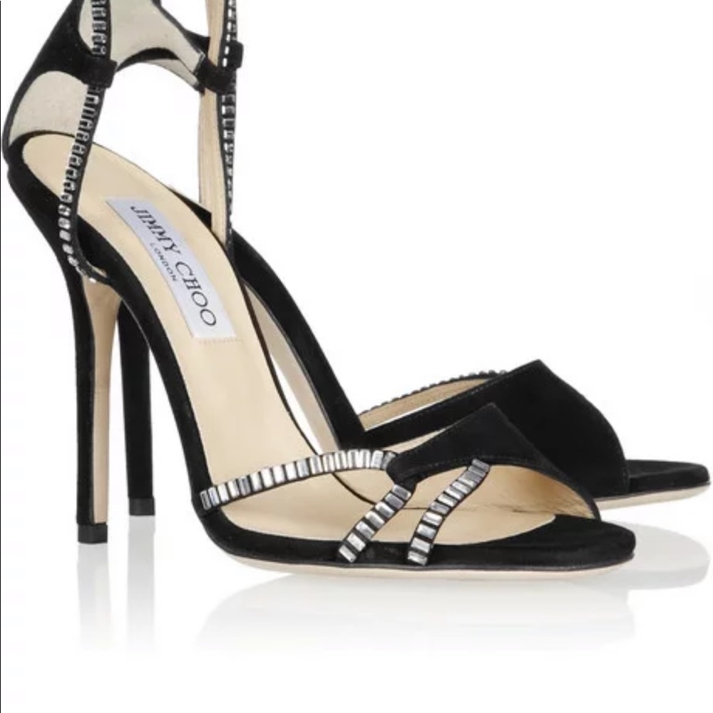 Jimmy Choo rare suede  Morgan crystals baguette